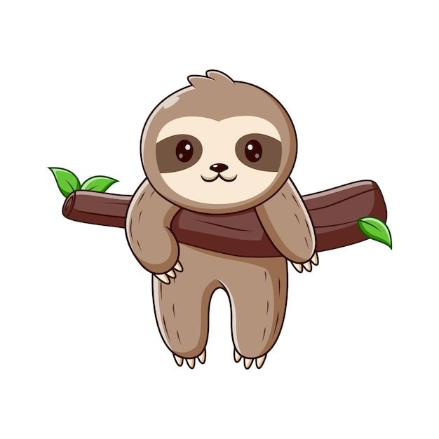 Premium Vector Sloth Cartoon Hanging On The Tree Images