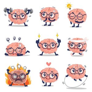 Premium Vector | The cute brain is showing emotions and activities that develop  Images