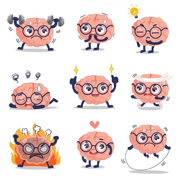Premium Vector | The cute brain is showing emotions and activities that develop 