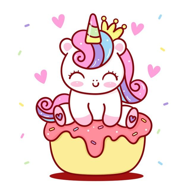 Premium Vector Unicorn Princess On Cupcake Kawaii Animal Images