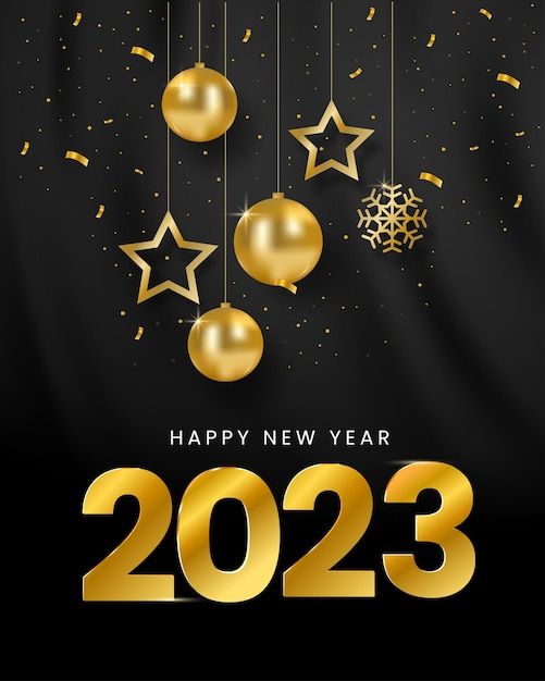 Premium Vector | 2023 merry christmas happy new year background banner black col
