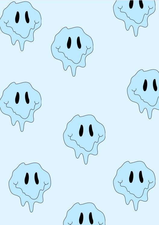 Preppy blue drippy smiley face wallpaper