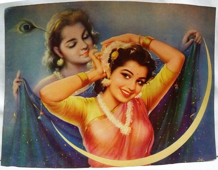 Radha And Krishna Romantic Prints - Vintage Indian Lithographs