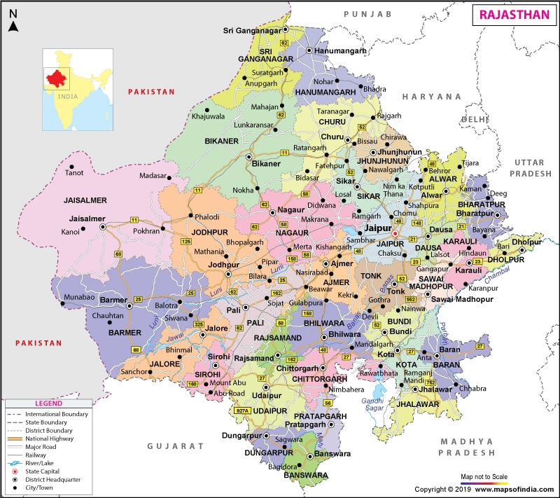 Rajasthan Map State Information Districts And Facts Images