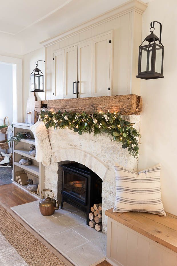 Reclaimed Beam Christmas Mantel Images