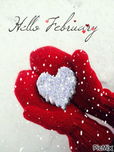 Red Mitten & Snow Heart - Hello February
