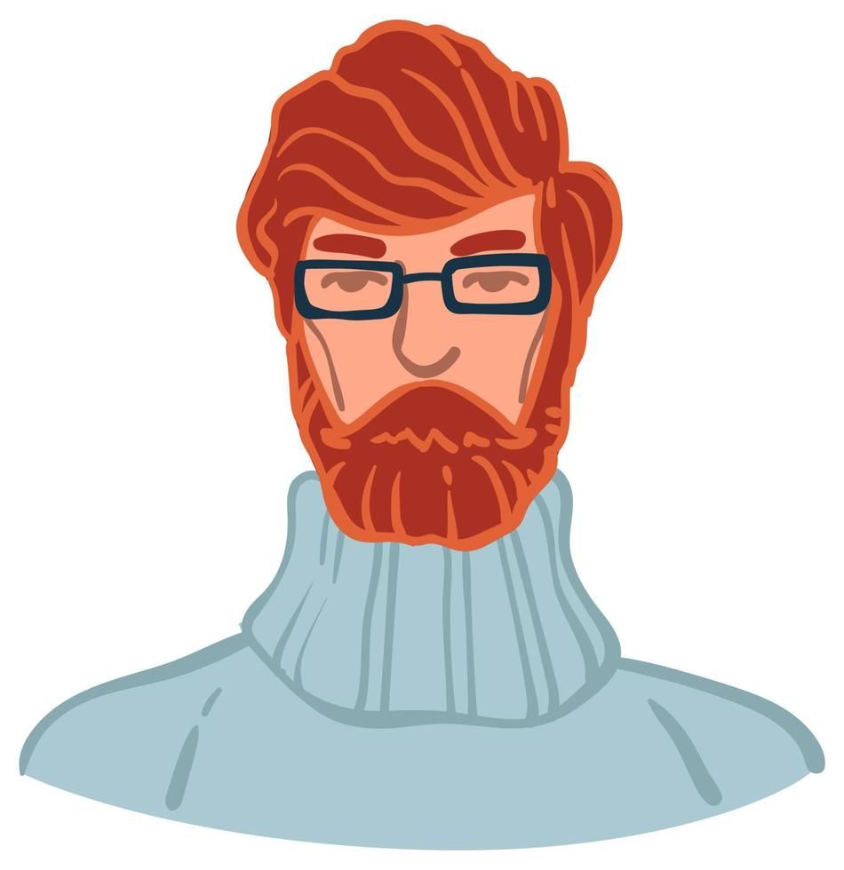 Redhead Man With Beard, Mustache Portrait Of Guy
