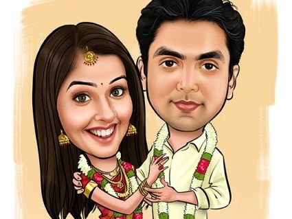 Romantic Kerala Wedding Caricature Images