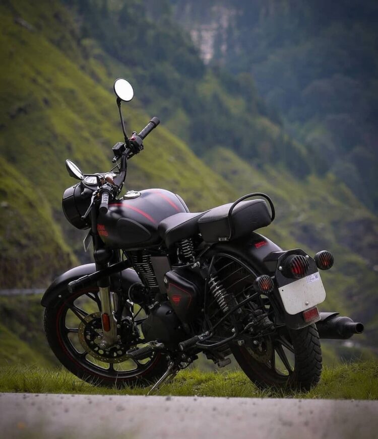 Royal Enfield Bike With Black &Amp; Red Colour Combinations