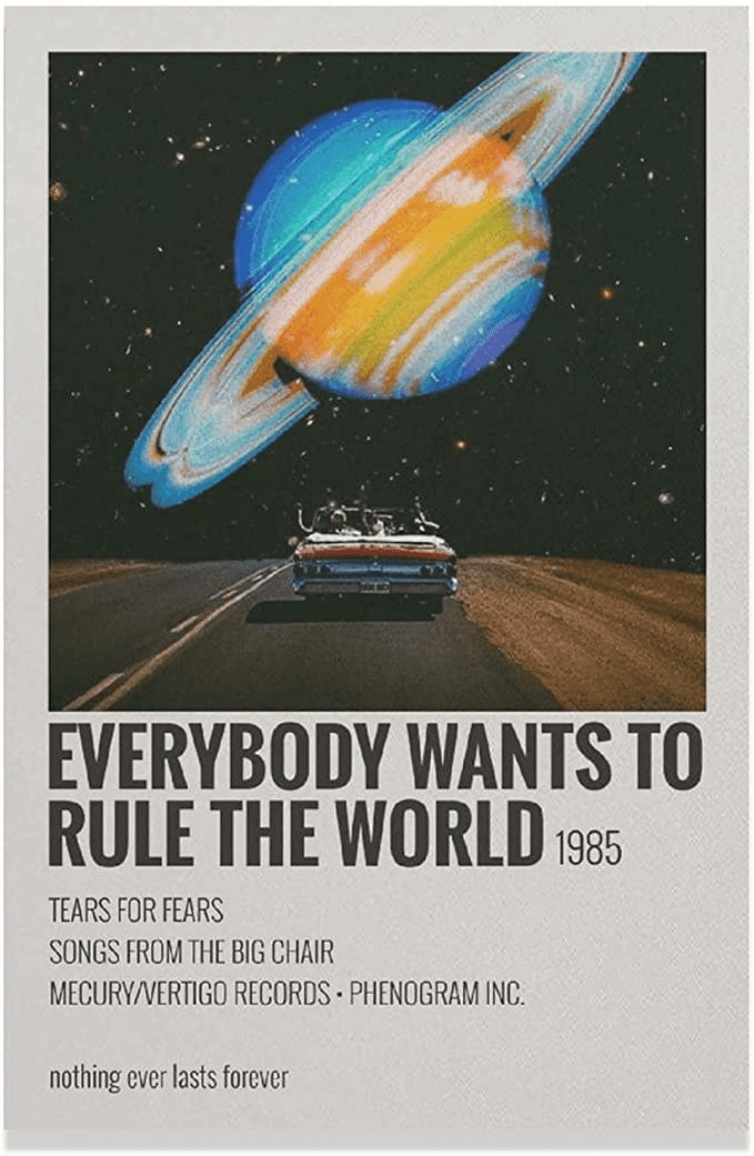 SKUN9DUFRB EVERYBOOY WANTS TO RULE THE WORLD 1985 Tears For Fears Canvas Poster 