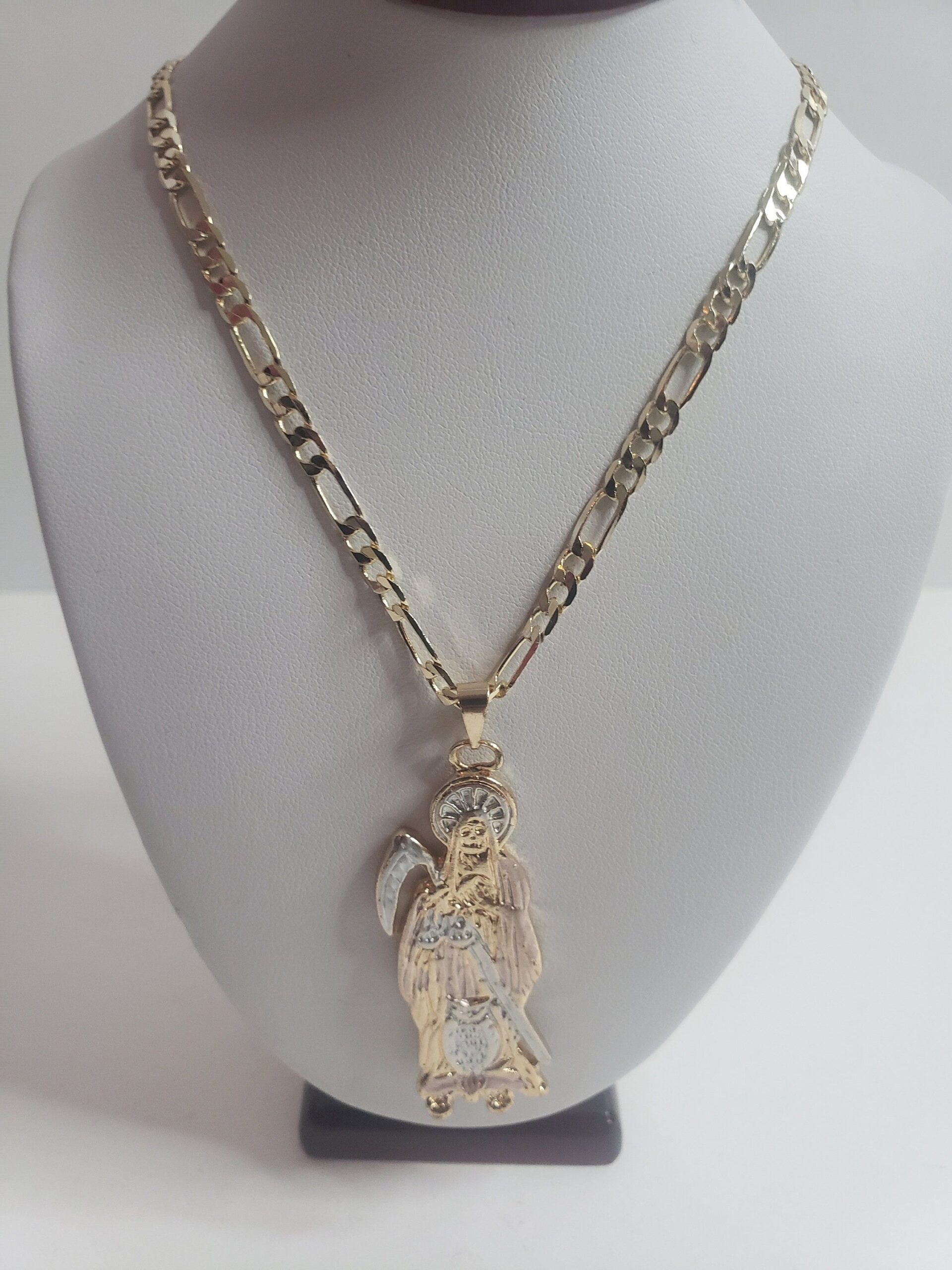 Santa Muerte Gold Plated Necklace Brand New Chain Tricolor - Santa Muerte Cadena