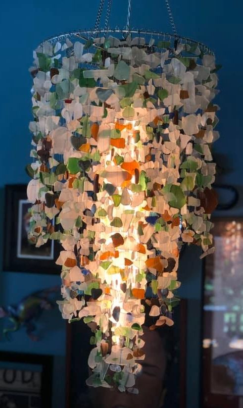 Sea Glass Chandelier Hanging Pendant Idea