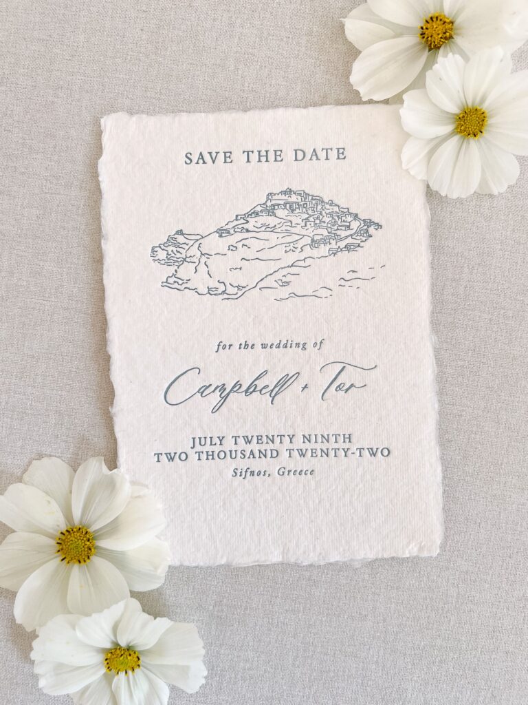 Sifnos Greece Save The Date Letterpress On Handmade Paper
