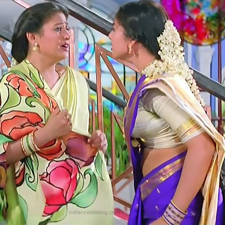 Soundarya Sexy Low Waist Saree Navel Telugu Movie Stills