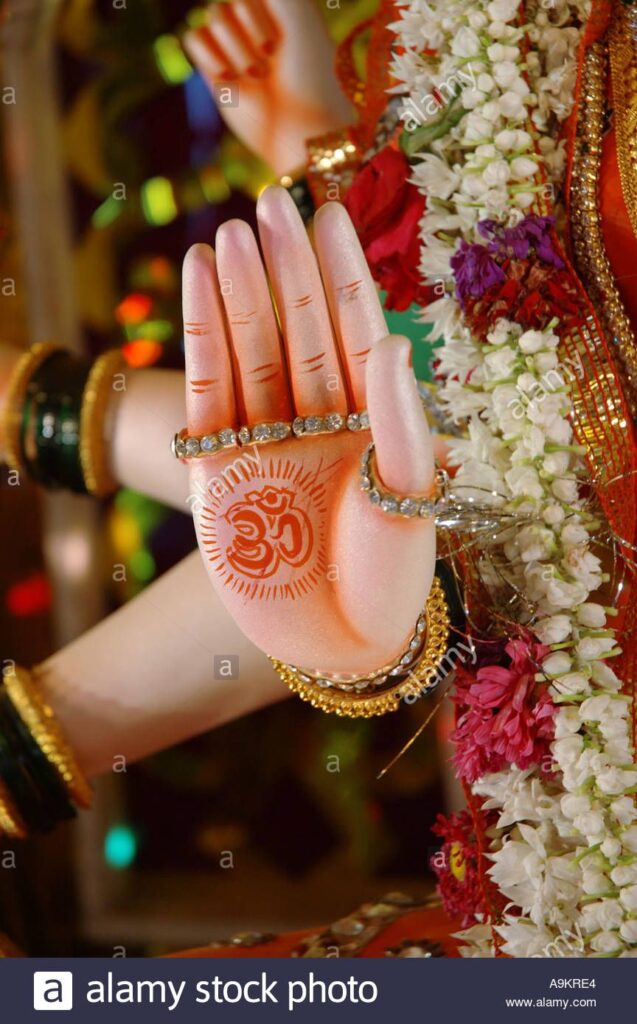 South Asian Indian Goddess Amba Bhavani Closeup Of Hand Showering Blessings Stoc