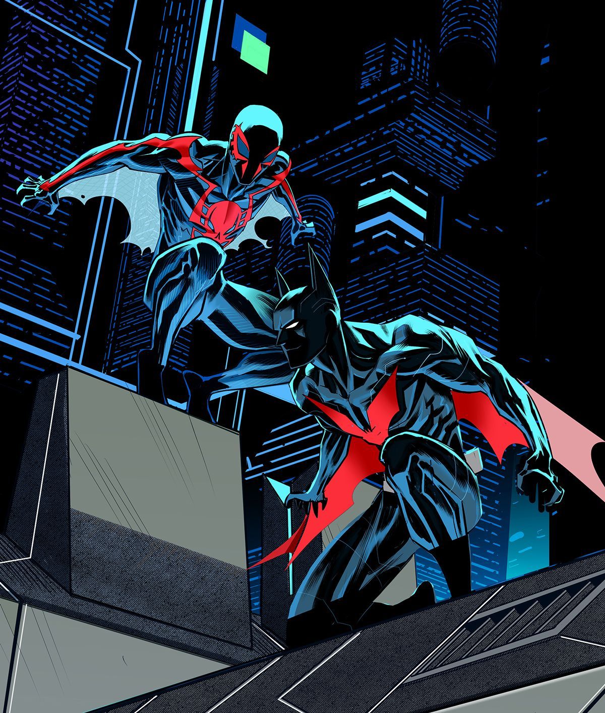 Spiderman 2099,Batman beyond team up HD Wallpaper
