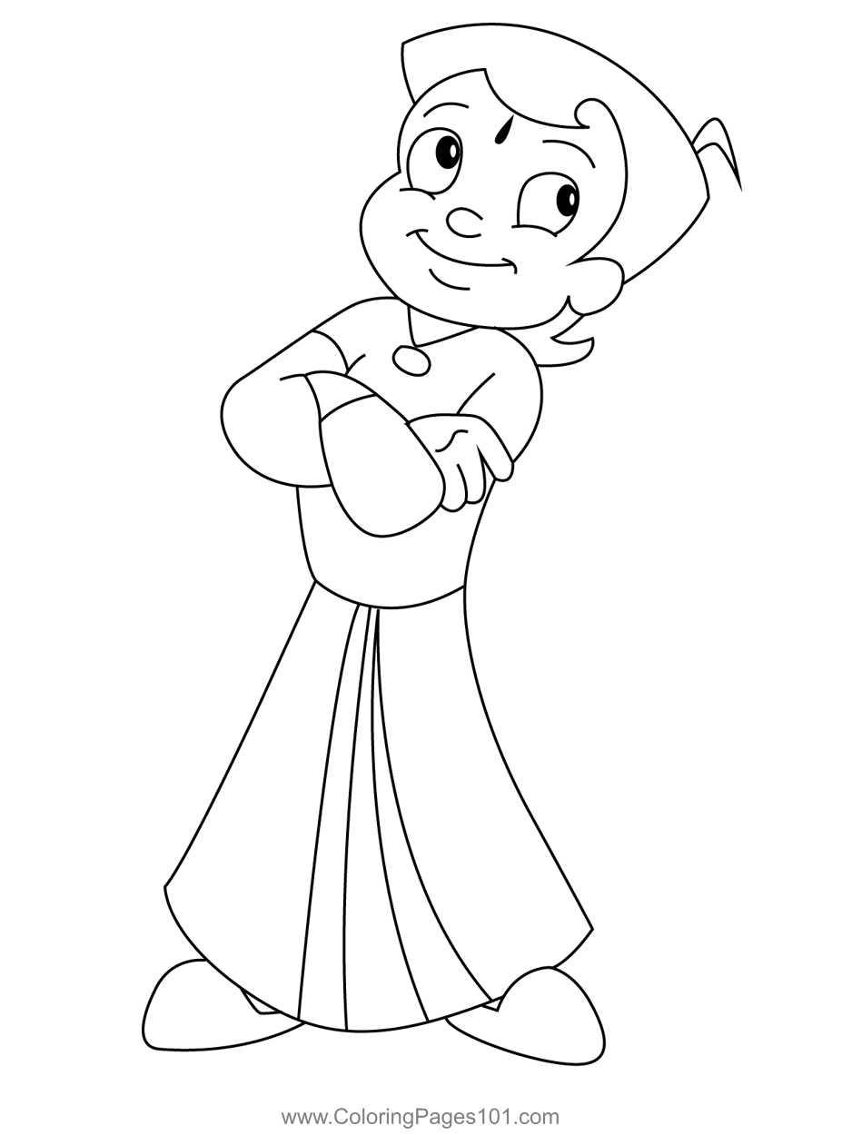 Standing Chhota Bheem Coloring Page
