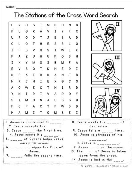 Stations of the Cross Word Search Free Printable for Kids