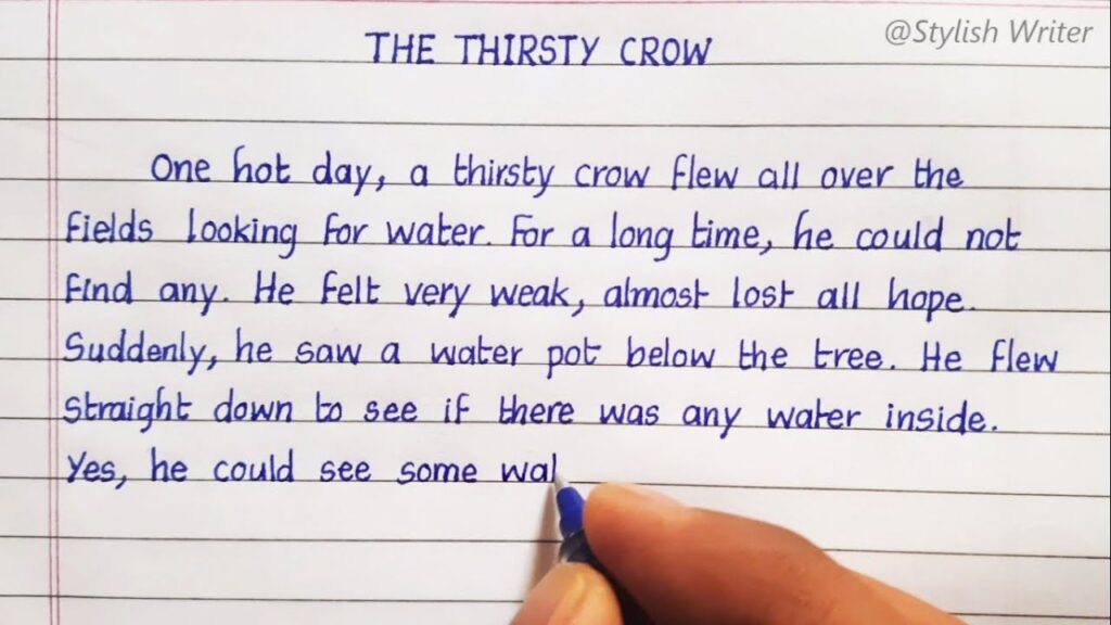 Story: The Thirsty Crow | Beautiful English Handwriting With Moral