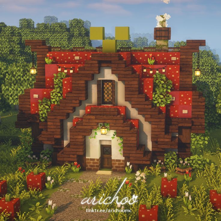 Strawberry Cottage by Arichoo - Minecraft Cottagecore