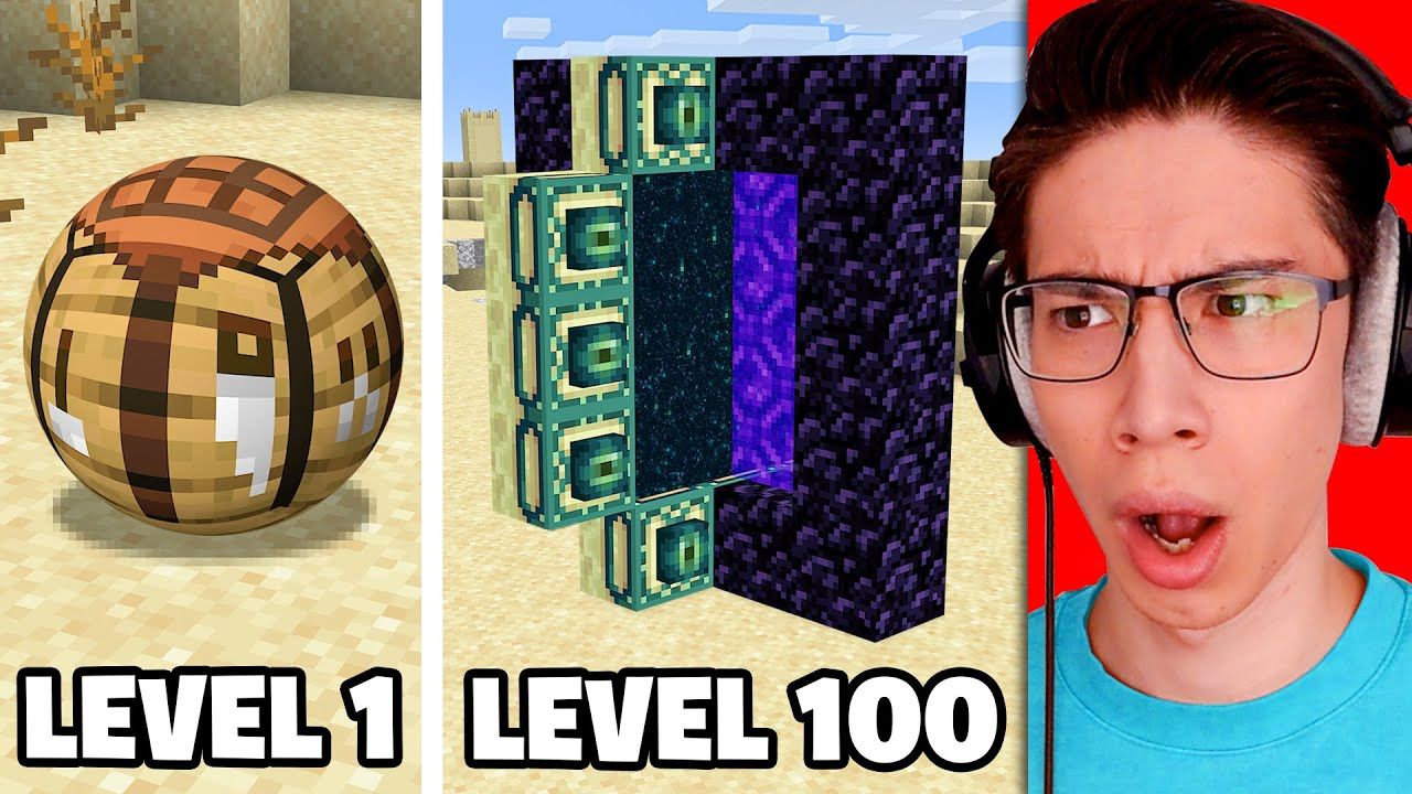 Testing Cursed Minecraft Builds From Level 1 to Level 100