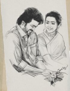 Thalapathy 67 Pair Pencil Sketch , Thalapathy Vijay , Trisha Krishnan Best Pa HD Wallpaper