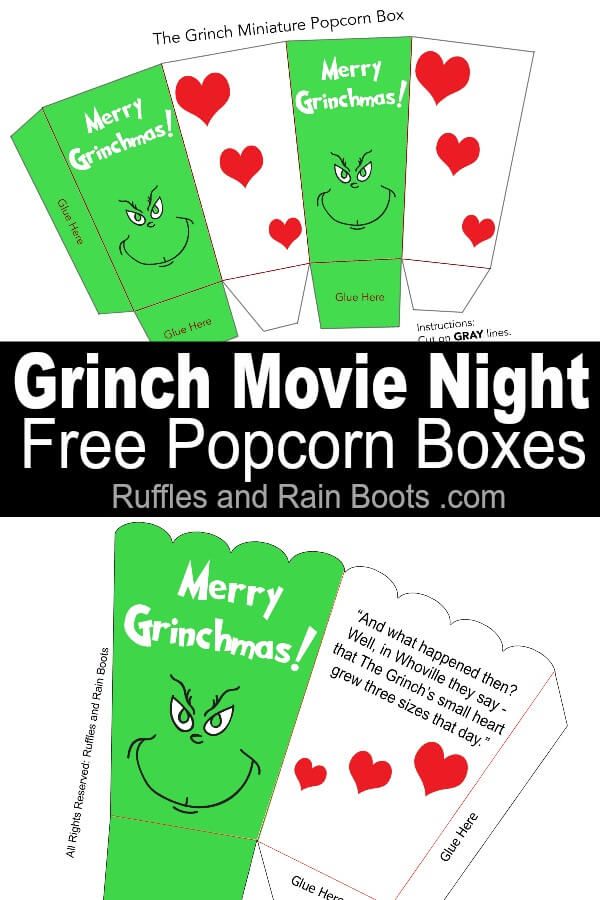 The Grinch Popcorn Box Printables For Family Movie Night Images