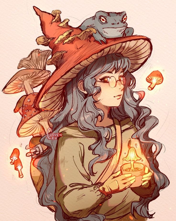 The Mushroom Witch Her Familiar By Clivenzu Images