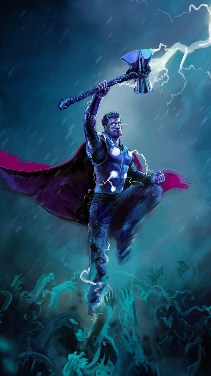 Thor, thunder storm, artwork, 720x1280 wallpaper