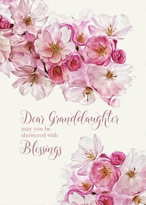 To My Granddaughter, Birthday Blessings, Scripture, Blossoms Card