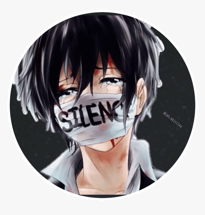 Transparent Shhh Clipart Black And White Mask Sad Anime