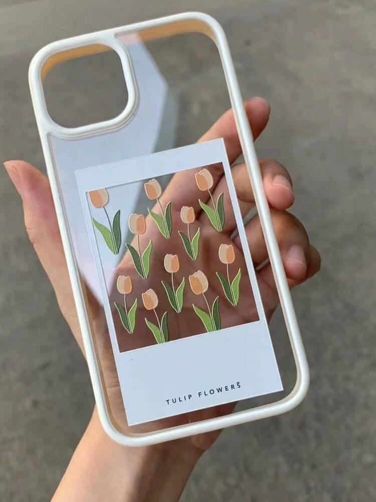 Tulip Print Clear Phone Case