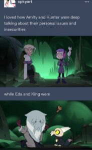 Tumblr meme about The Owl House Season 2 Episode 9 Eda , King being goofy HD Wallpaper
