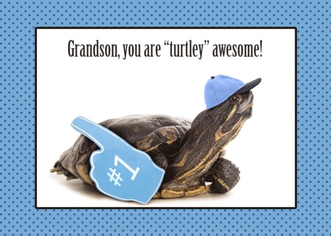 Turtley Awesome Happy Birthday Grandson Card