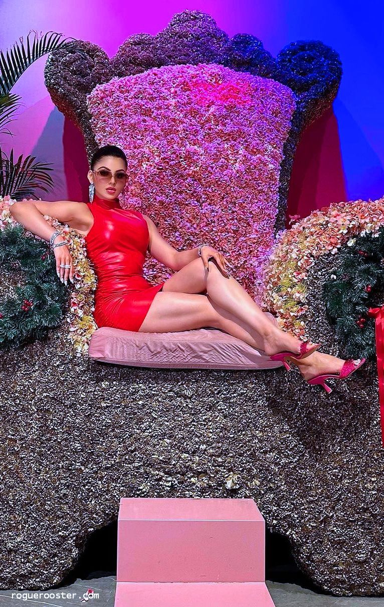 Urvashi Rautela , Sexy Red Leather Dress HD Wallpaper