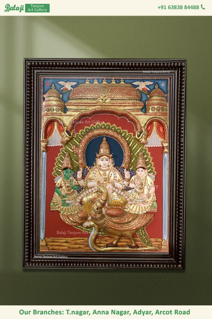 Valli Deivanai Murugan 3D Antique Style Tanjore Painting HD Wallpaper