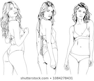 Vector Drawings Sketches Beautiful Girls Blondes Stock Vector (Royalty Free)