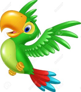 Vector illustration of Cartoon happy parrot flying HD Wallpaper