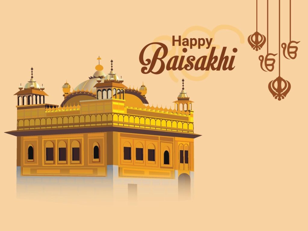 Download Vector Illustration Of Golden Temple For Happy Vaisakhi For Free