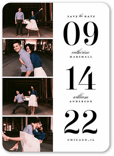 Vertical Date Save The Date White 5X7 Matte Signature Smooth