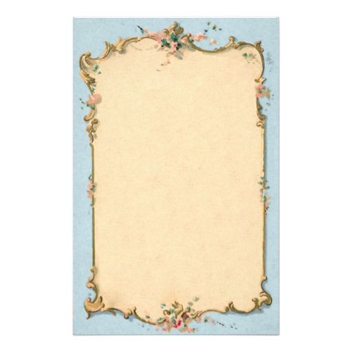 Vintage Blue With Floral Border Stationery | Zazzle