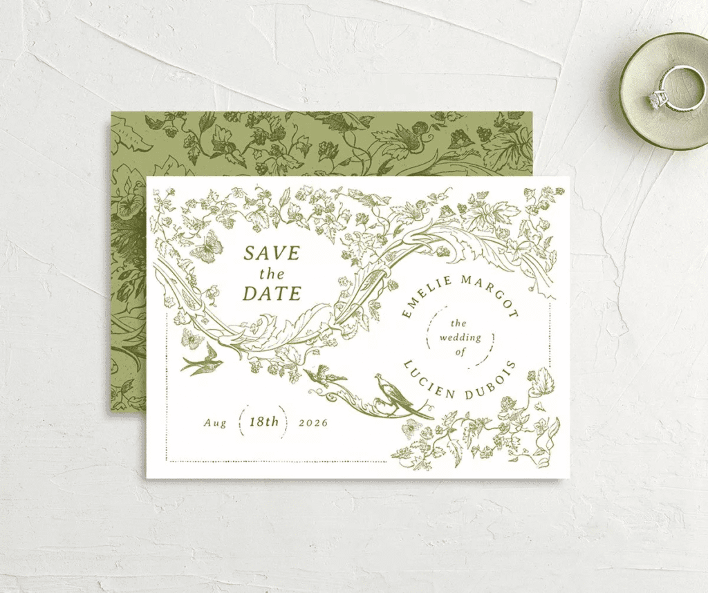 Vintage Toile Save The Date Cards Images