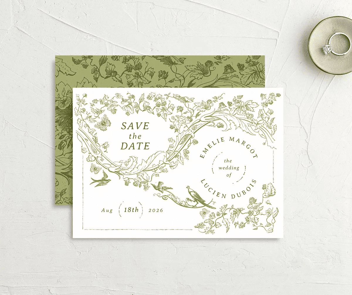 Vintage Toile Save The Date Cards HD Wallpaper