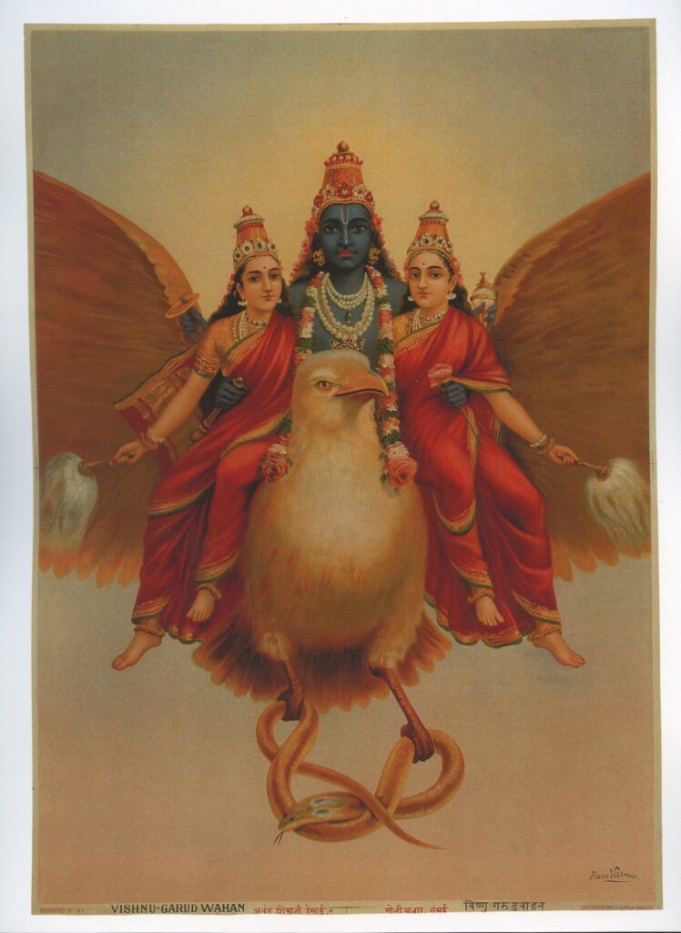 Vishnu Upon Garuda Contemporary Reprint Of Vintage Indian Print Images