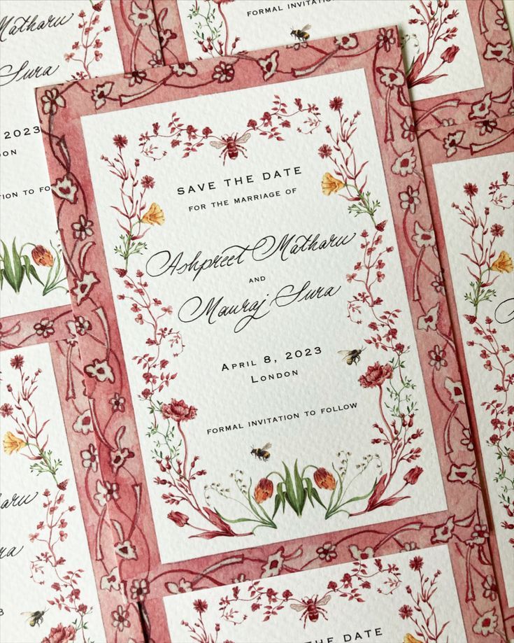 Watercolour Save The Dates With A Custom Pattern Images