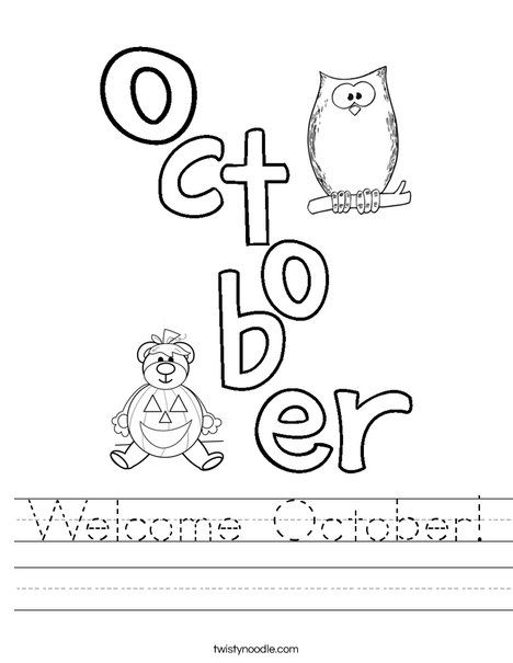 Welcome October Worksheet Cursive Images
