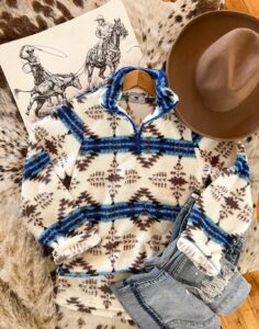 Western Sherpa Pullover(Adult) , Cowprint XS Images