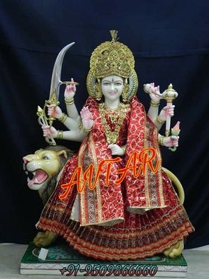 White Durga Mata Murti Statue,Ambe Maa Idol Manufacturer-Exporter-Supplier India