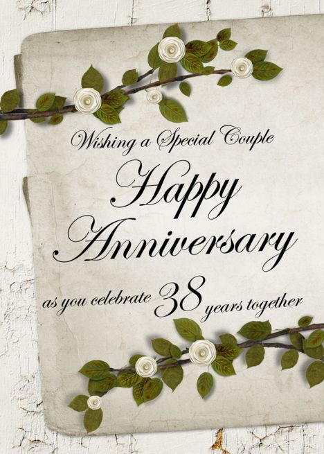 Wishing A Special Couple Happy Anniversary 38 Years Together Card