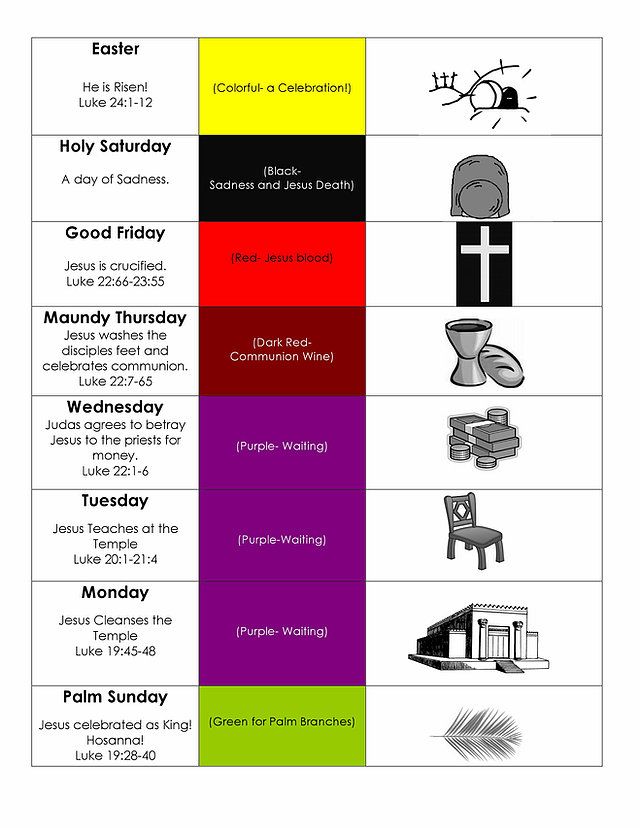 Worship with Children: Printable Holy Week Charts